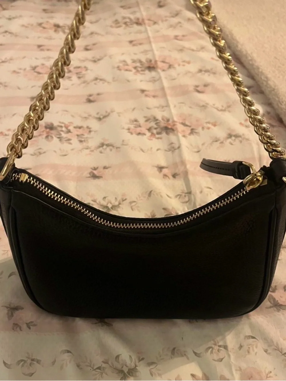 Michael Kors black + gold chain leather purse